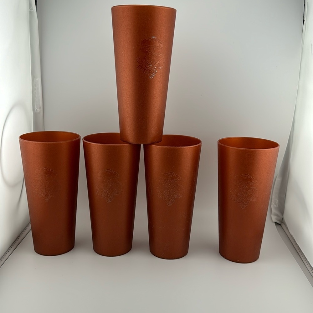 Vtg 1980’s Mushroom Drinking Cups/Tumblers Set of 5 in plastic